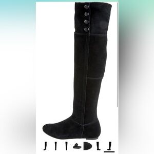 Chinese Laundry Women's TRIPIN black suede boots or knee high boots with snaps